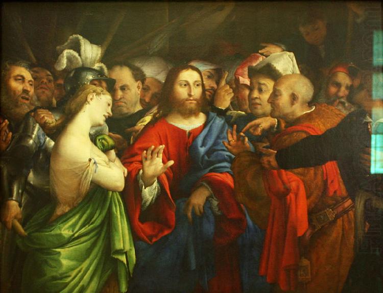 The adulterous woman., Lorenzo Lotto